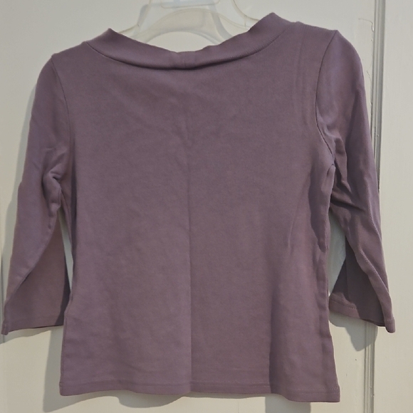 Casual Corner Lavender V-Neck Long Sleeve Tee Size Small Petite - Picture 4 of 4